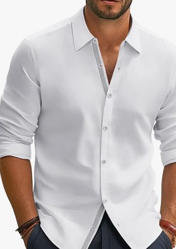 PJ PAUL JONES Mens Dress Shirts Untucked Button Down Shirt Casual Business