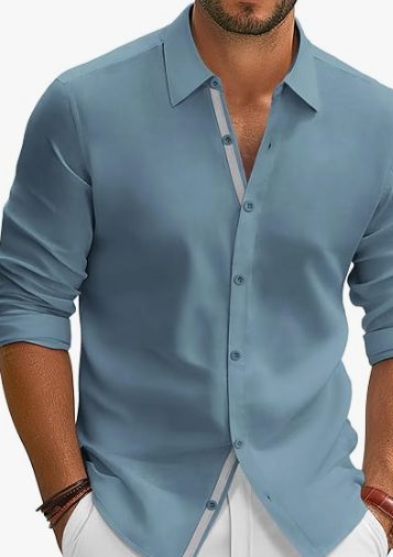 PJ PAUL JONES Mens Dress Shirts Untucked Button Down Shirt Casual Business — 3