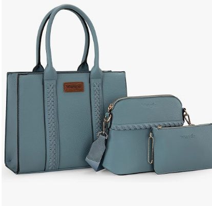 Wrangler 3PCS Purses for Women Tote Bag Crossbody Handbag and Wallet Set with Guitar Strap