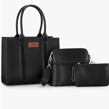 Wrangler 3PCS Purses for Women Tote Bag Crossbody Handbag and Wallet Set with Guitar Strap — 4
