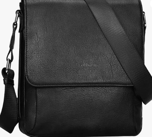 Leathario Men's Crossbody Bag, Vegan Leather, Shoulder Purse Side Sling Satchel, Small Messenger for Travel Work Daily — 3