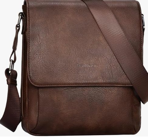 Leathario Men's Crossbody Bag, Vegan Leather, Shoulder Purse Side Sling Satchel, Small Messenger for Travel Work Daily — 4