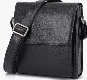 Men's Vintage Leather Messenger Bag – Vertical Flap Crossbody Shoulder Bag