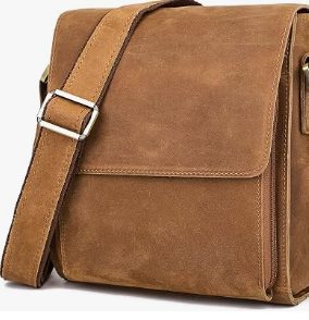 Men's Vintage Leather Messenger Bag – Vertical Flap Crossbody Shoulder Bag — 2