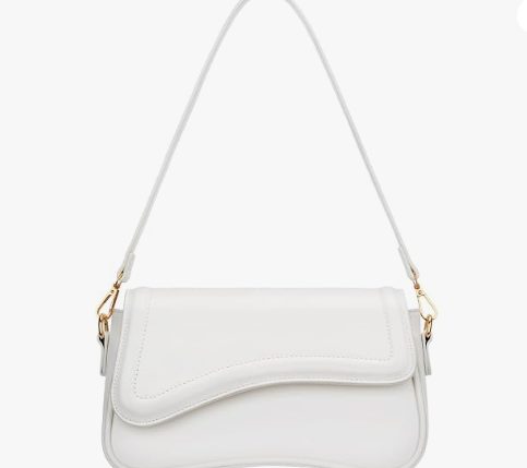 Women's Curved Flap Shoulder Bag – Small Underarm Purse with Gold Hardware — 3
